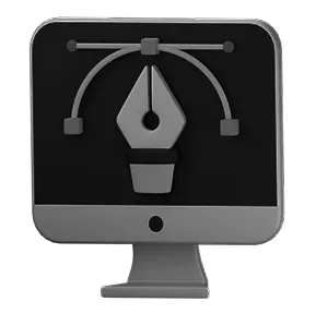 an icon showing a design pen tool on a computer